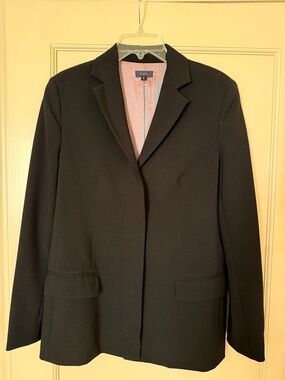 Inque Black Women's Long Blazer with Pink Iridescent Lining